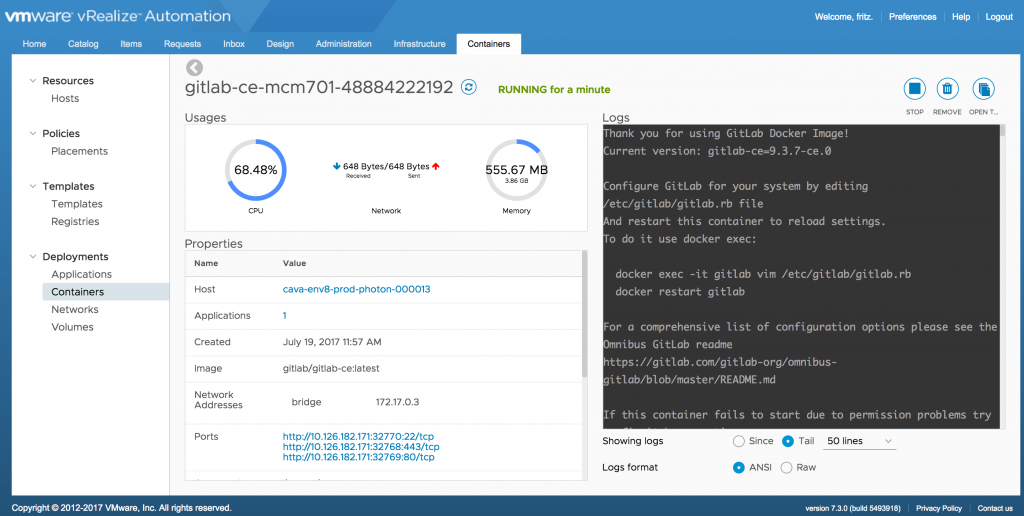 Gitlab container