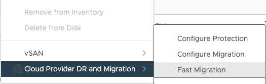 VCDA One-click Migration vSphere UI