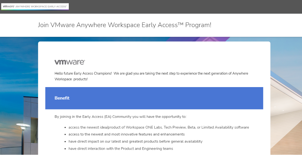 VMware Anywhere Workspace Early Access Program