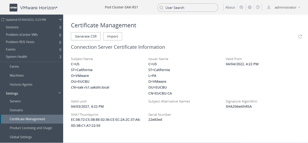 Fig 1a Certificate Management