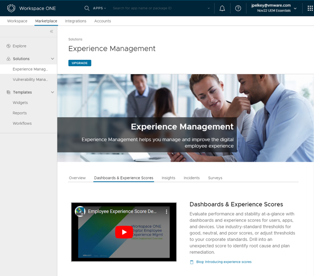 Workspace ONE Marketplace resources to help you learn more about the Experience Management Solution