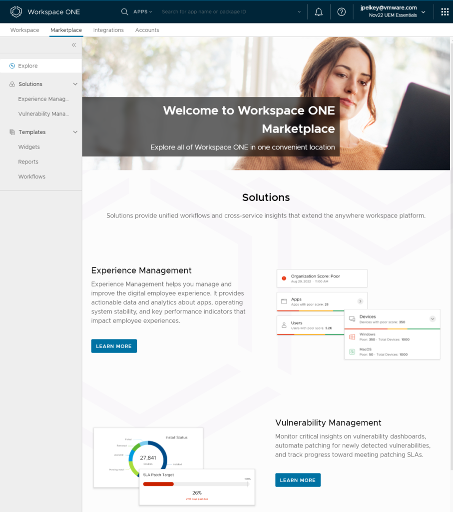 Workspace ONE Marketplace “Explore” page