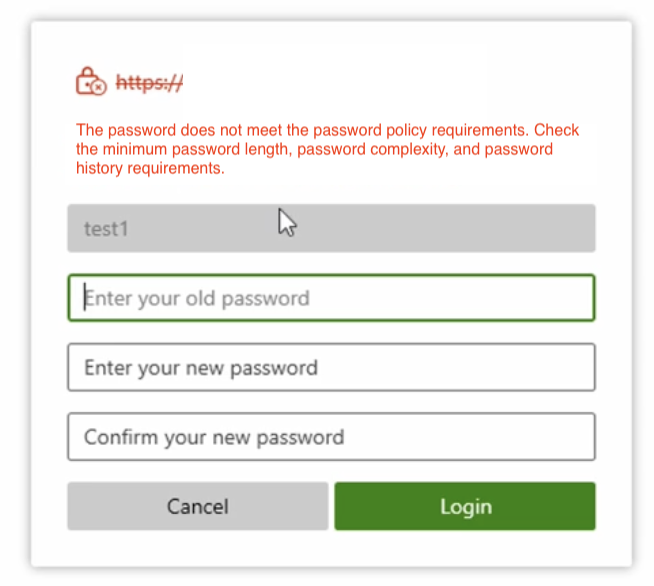 Figure 4. Password does not meet compliance