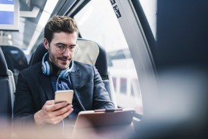 Man using mobile device