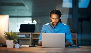 Man working at laptop