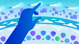A hand selects sessions from the content catalog