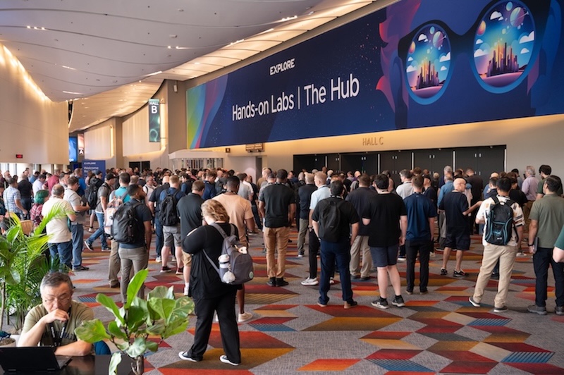 Attendees outside of The Hub at VMware Explore 2025 in Las Vegas