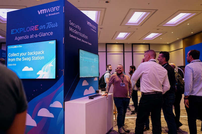 Explore on Tour Attendee Networking with Agenda signs