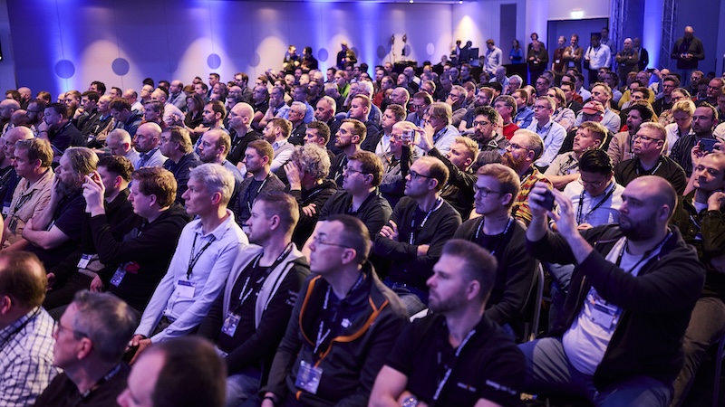 Attendees at Explore on Tour in Frankfurt in a large session audience