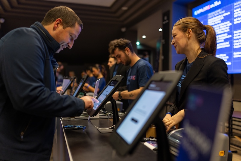Attendees at Explore on Tour in Paris at registration