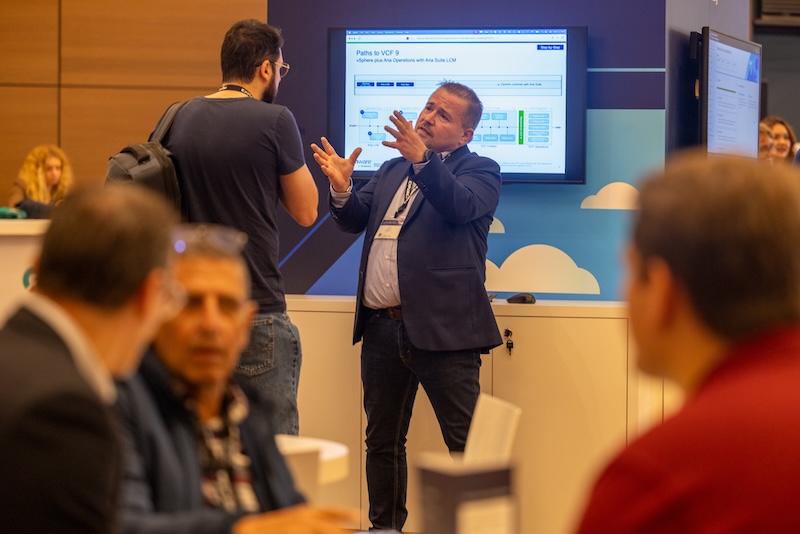 Attendees at Explore on Tour in Paris networking