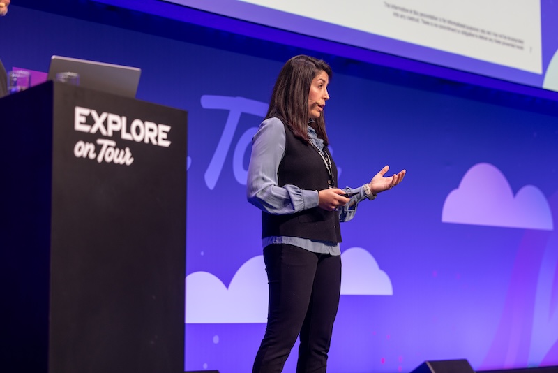 Speaker on stage at Explore on Tour in Paris