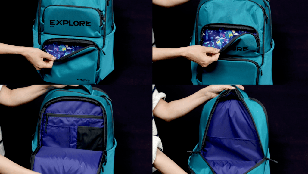 VMware Explore 2026 event backpack interior pockets