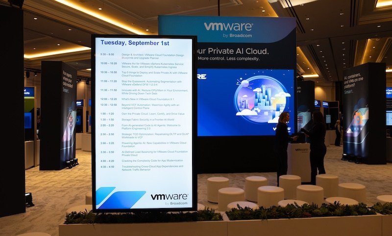 Tuesday Sep 1 agenda at the VMware by Broadcom Booth at VMware Explore in Las Vegas