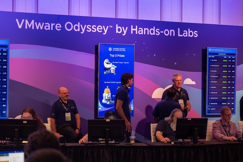 VMware Odyssey stage in  Hands-on Labs area at VMware Explore in Las Vegas