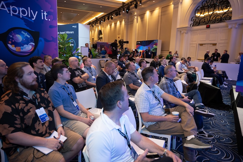 Attendee audience at The Hub Theater at VMware Explore