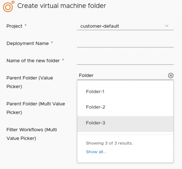 Custom Forms Multi-Value Picker enhancements - VMware Cloud Management