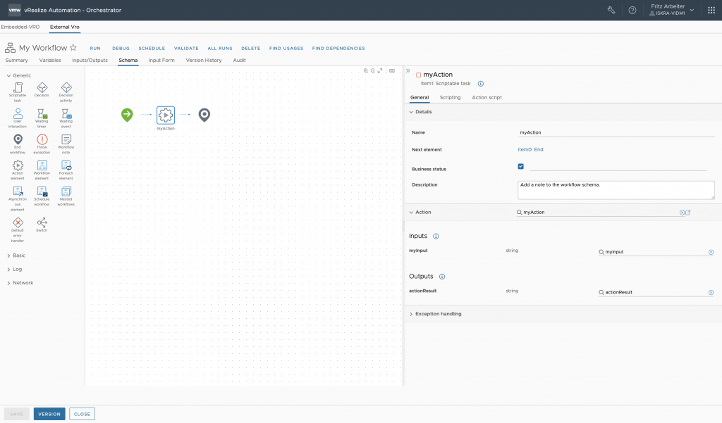 vRealize Orchestrator - External Instance Pulled Workflow