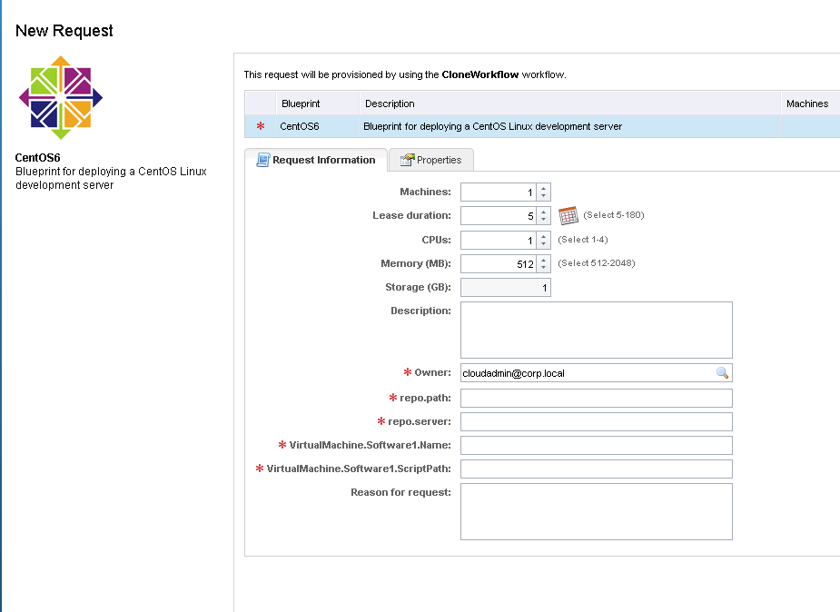 How to call vCAC (vRA) from command line to request VM's and run