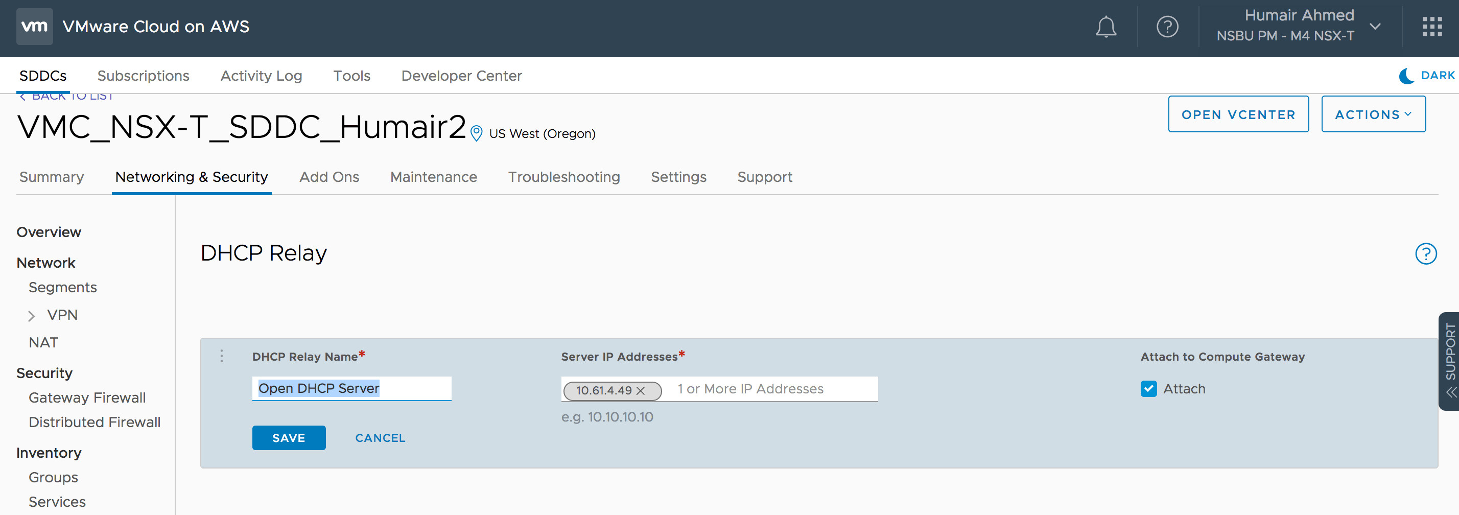 VMware Cloud on AWS SDDC 1.7: New NSX Features