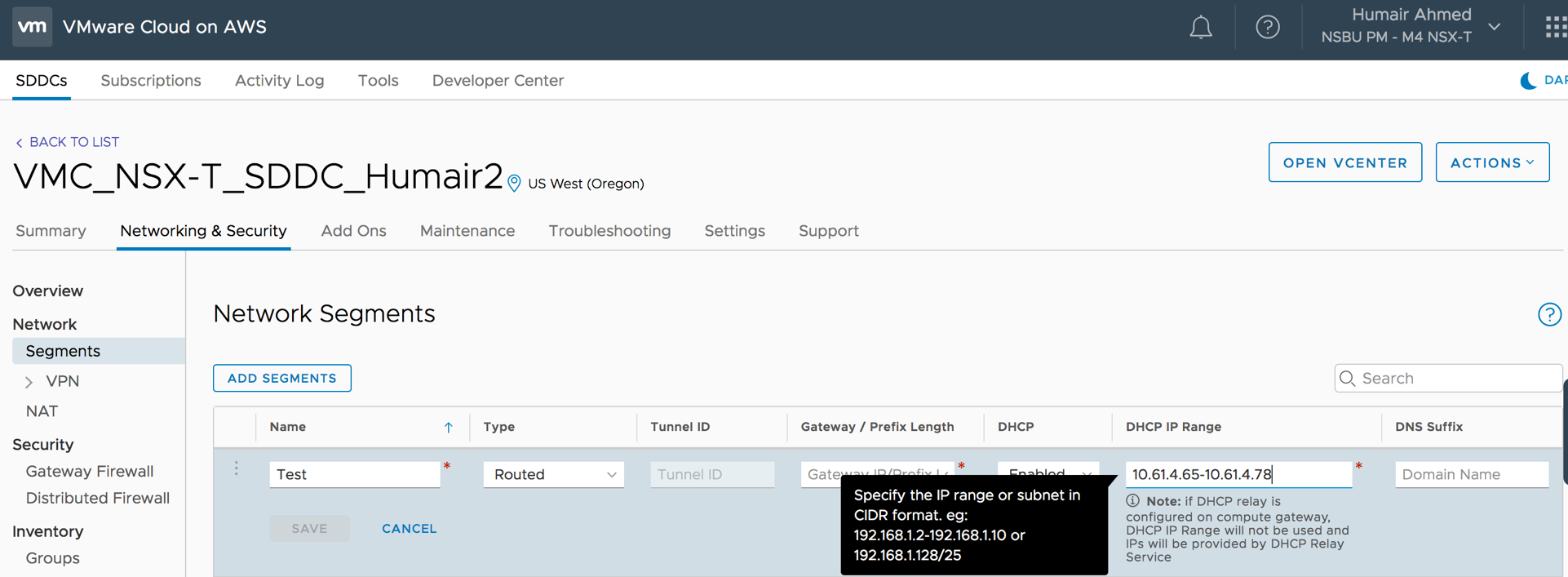 VMware Cloud on AWS SDDC 1.7: New NSX Features