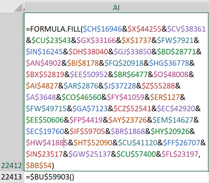 Fills Spreadsheet With De-obfuscated Strings