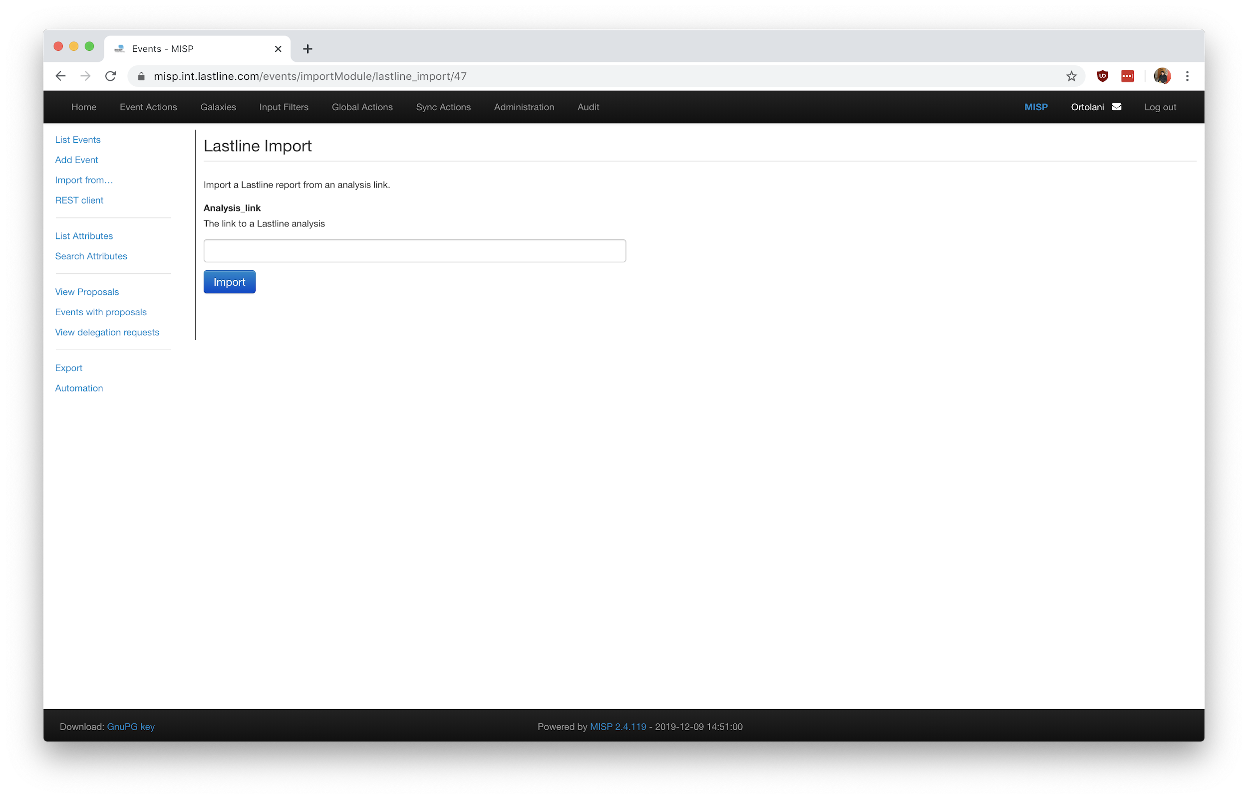 Importing an Analysis from NSX Advanced Threat Analyzer