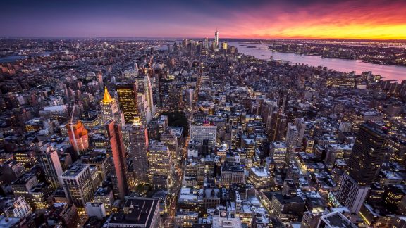 Top view of New York City, Tilt and Shift Blur