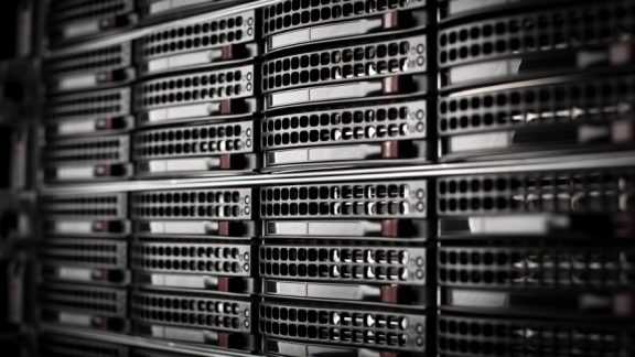 Large clusters of rack-mounted servers in a 