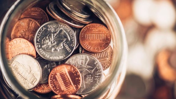 Cash Jar Filled with Cash Donations