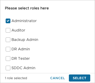 VMware Cloud Disaster Recovery, DR, user access, roles