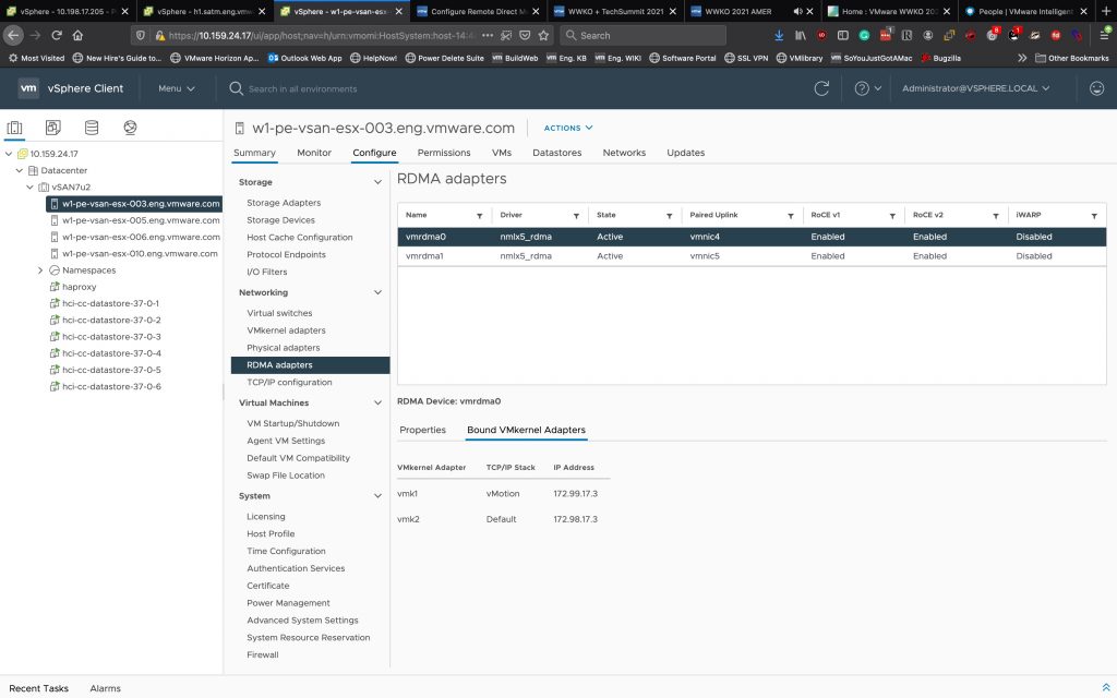 vSAN 7 Update 2 RDMA interface