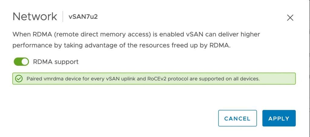 vSAN 7 U2 RDMA