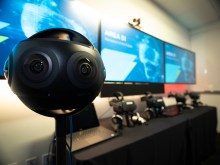 Shot of VMware virtual reality control center with close up of VR headset