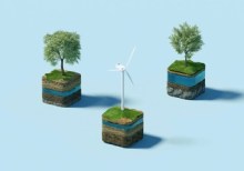 Small windmills in desktop trees