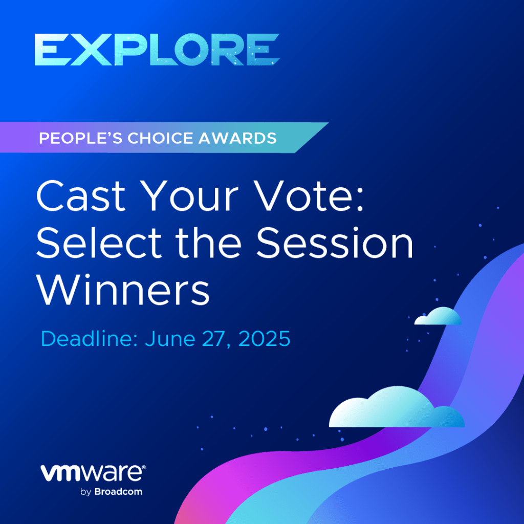 Explore. People's Choice Awards. Cast your vote: select the session winners. Deadline: June 27, 2025