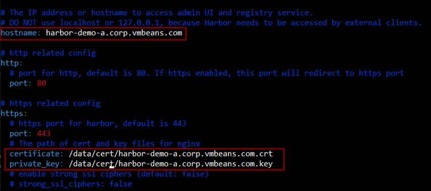 Harbor Container Registry values.yaml file
