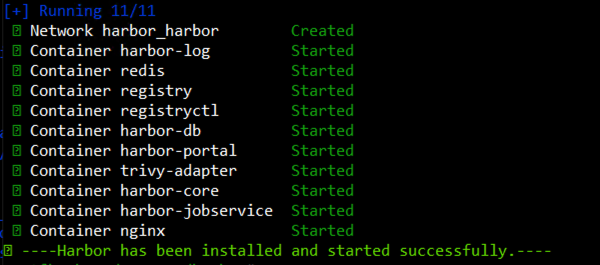 Harbor Container Registry deployment progress