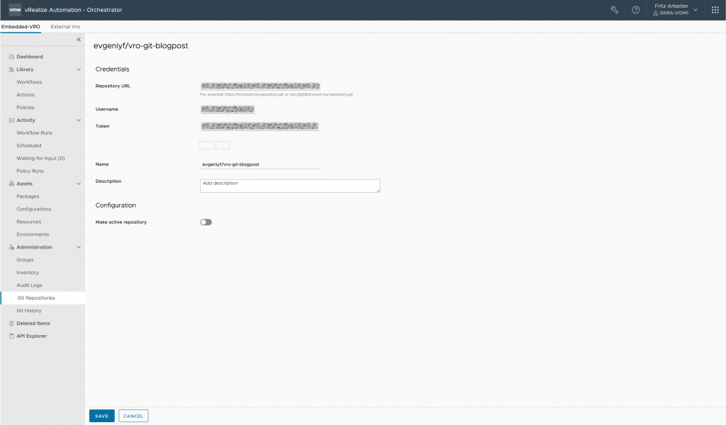 vRealize Orchestrator - Repository Validation In Progress