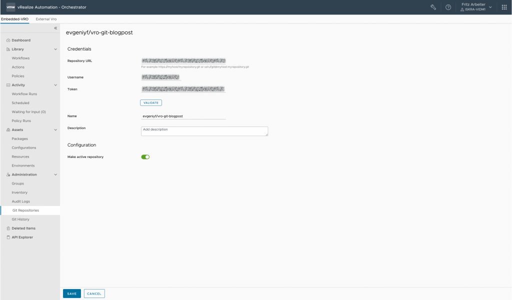 vRealize Orchestrator - Repository Creation