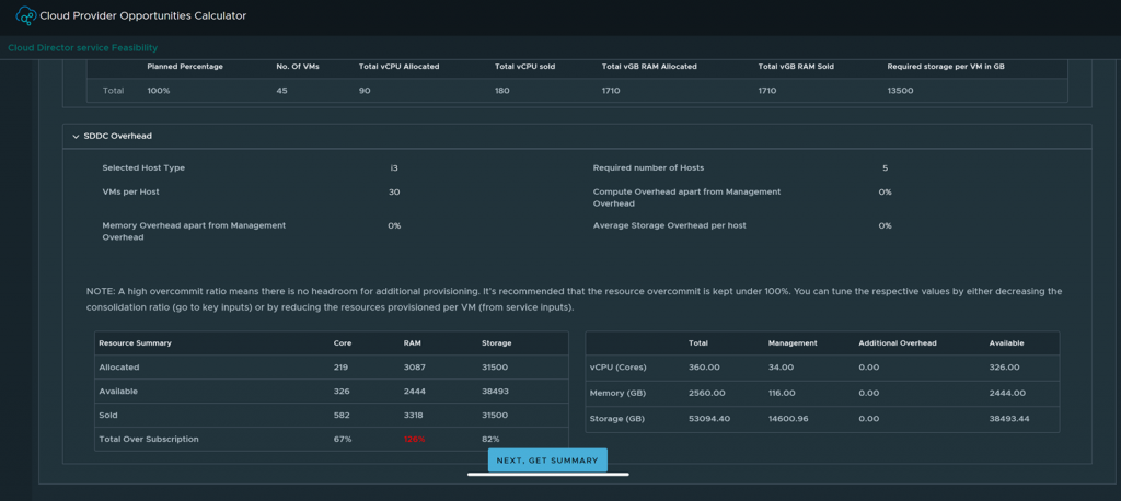 Input page highlighting summary option