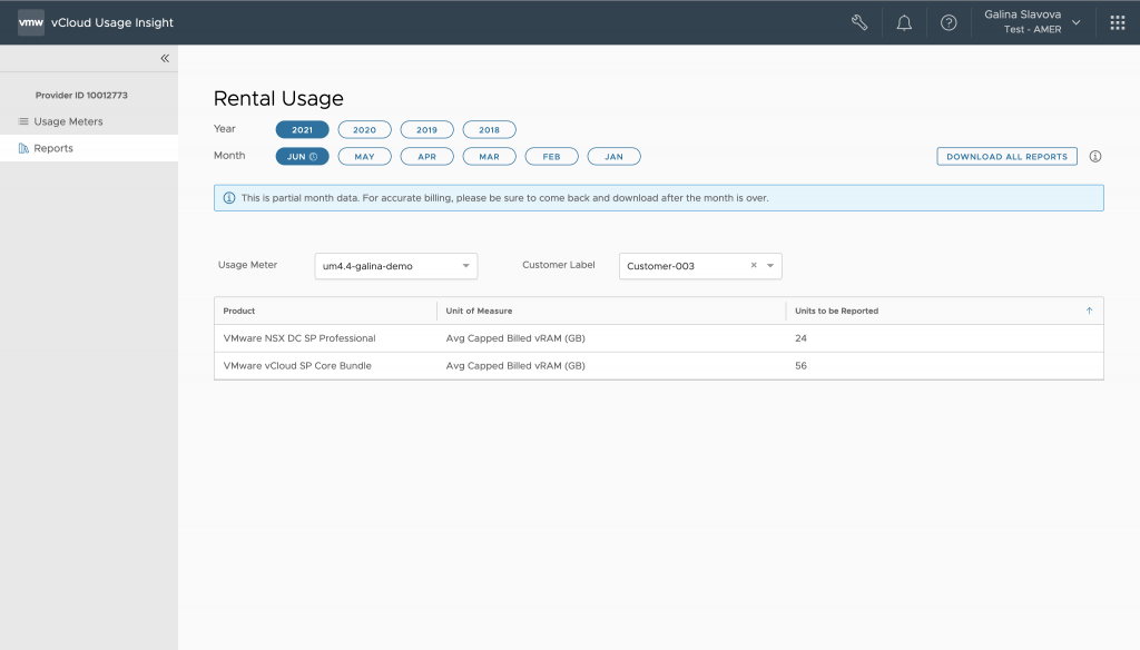 vCloud Usage Insight - Customer Label