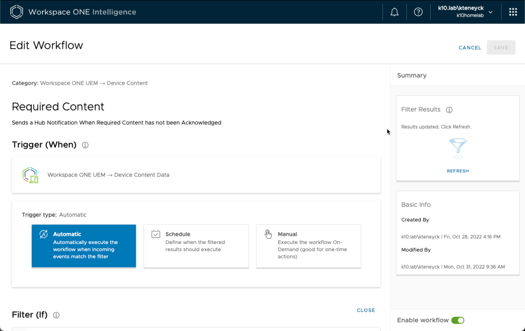 Edit Workflow in Workspace ONE UEM